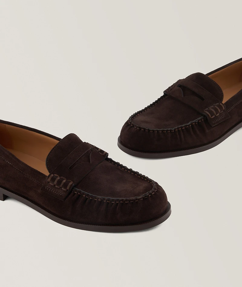 Suede Moccasin Penny Loafers