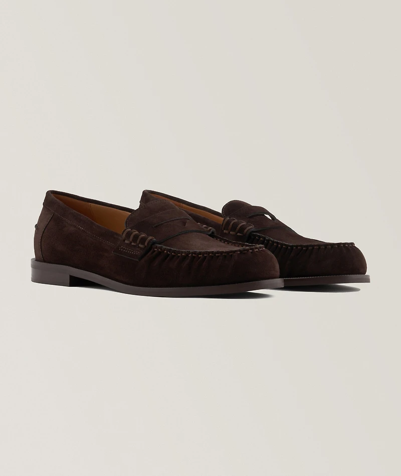 Suede Moccasin Penny Loafers
