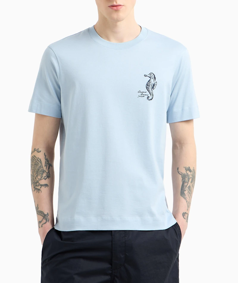Seahorse Cotton Crewneck T-Shirt
