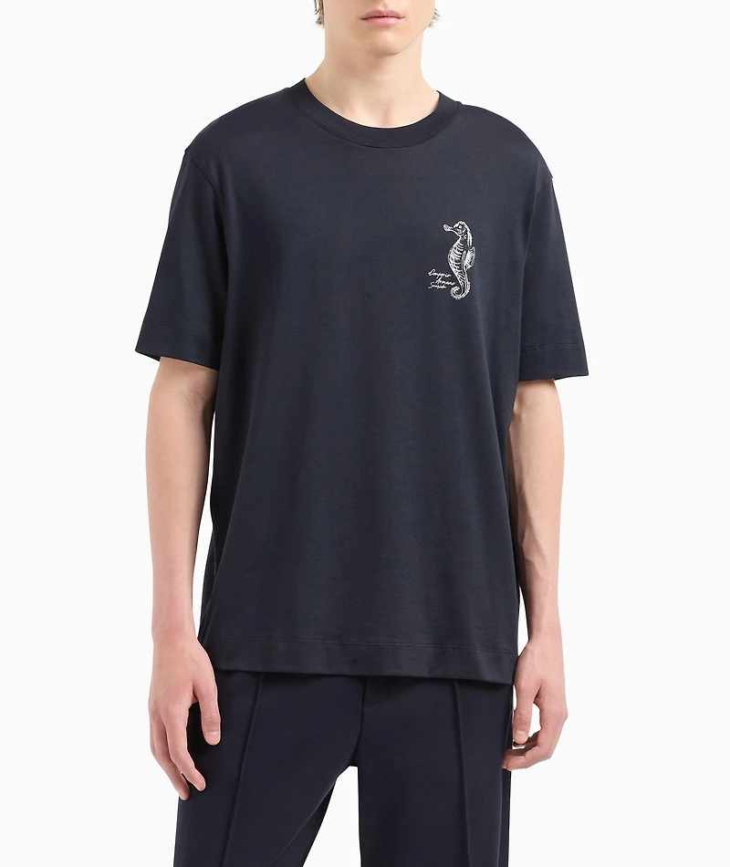 Seahorse Cotton Crewneck T-Shirt