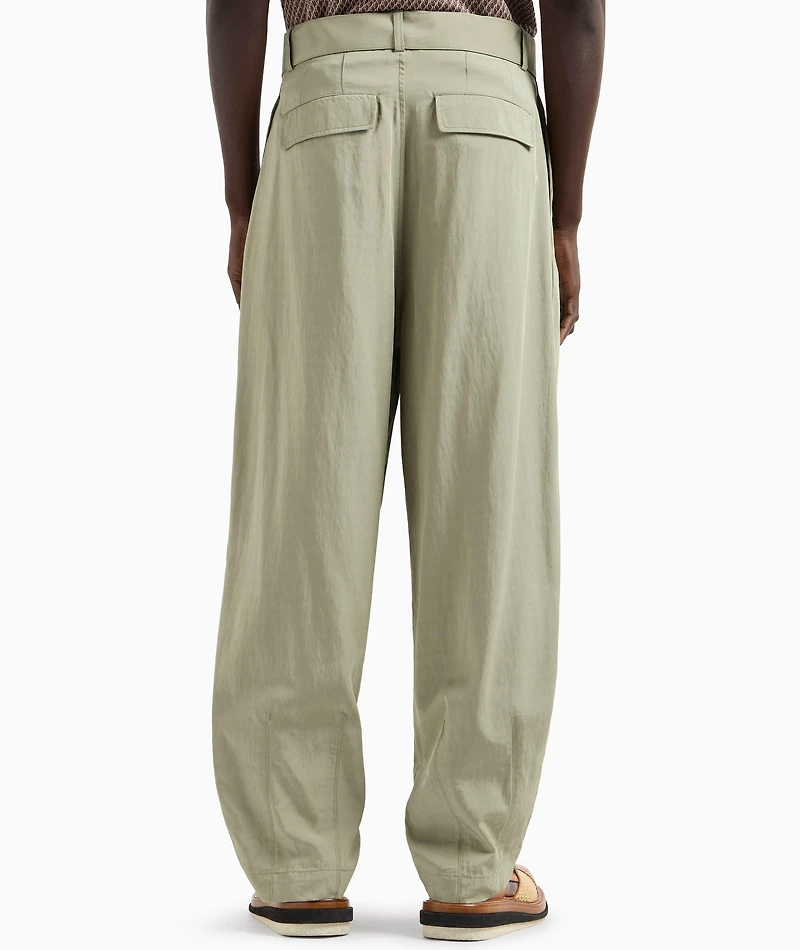 Viscose-Blend Belted Pants