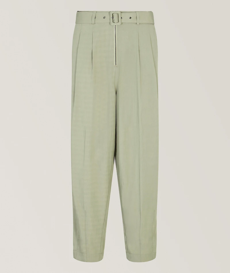 Viscose-Blend Belted Pants