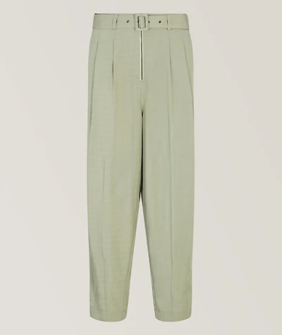 Viscose-Blend Belted Pants