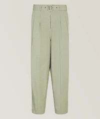 Viscose-Blend Belted Pants