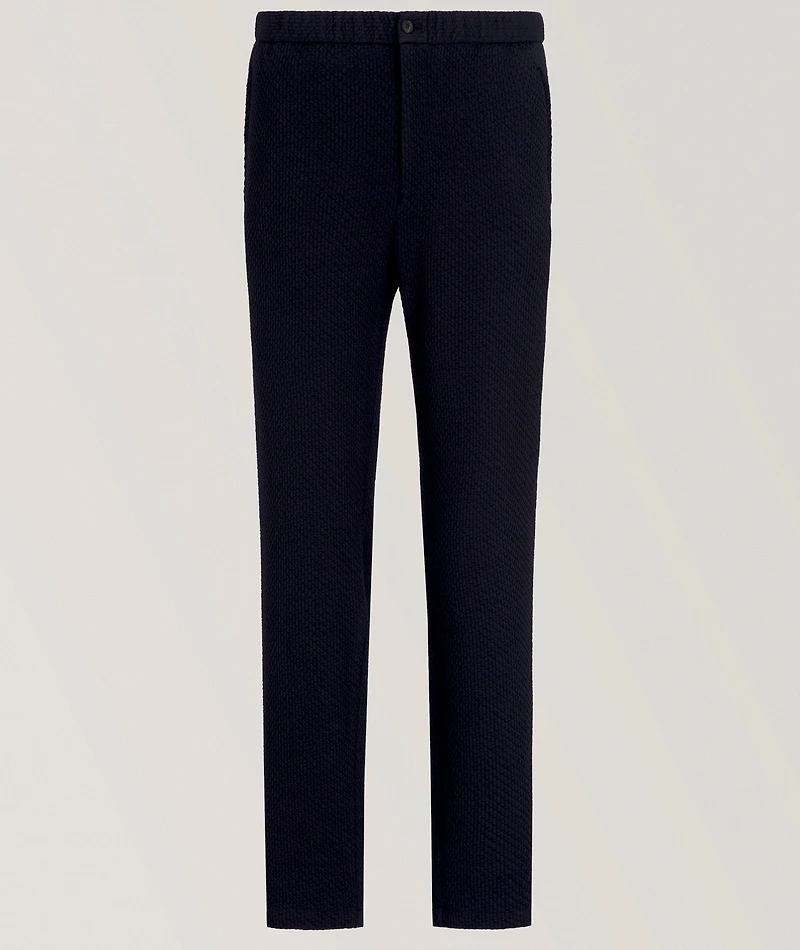 3D Textured Jersey-Wool Trousers