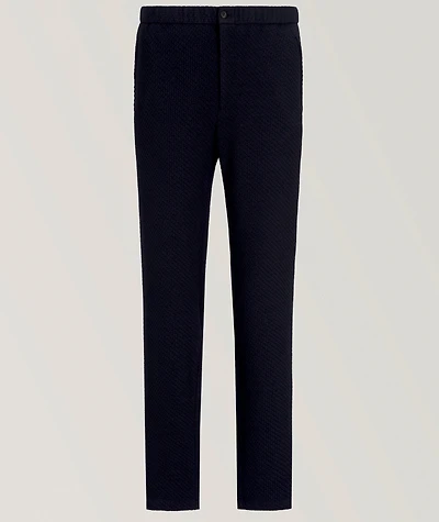 3D Textured Jersey-Wool Trousers