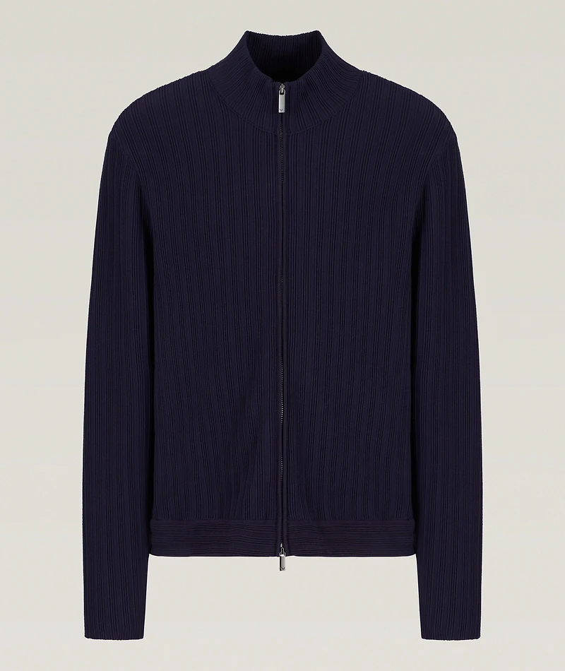 Icon Full-Zip Vertical Stitch Cardigan