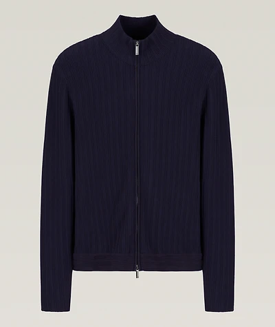 Icon Full-Zip Vertical Stitch Cardigan