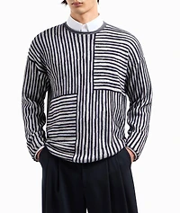 Two-Tone Jacquard Stripe Chenille Sweater