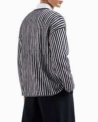 Two-Tone Jacquard Stripe Chenille Sweater
