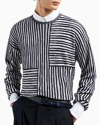 Two-Tone Jacquard Stripe Chenille Sweater