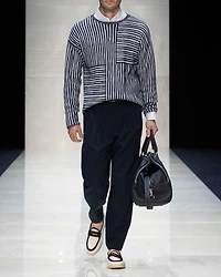 Two-Tone Jacquard Stripe Chenille Sweater