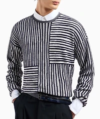 Two-Tone Jacquard Stripe Chenille Sweater