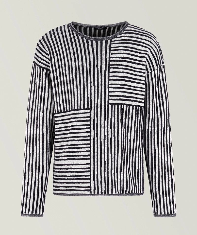 Two-Tone Jacquard Stripe Chenille Sweater