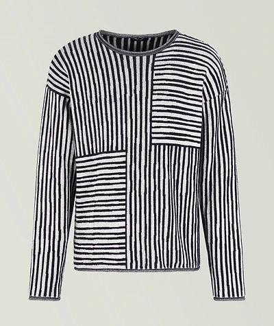 Two-Tone Jacquard Stripe Chenille Sweater