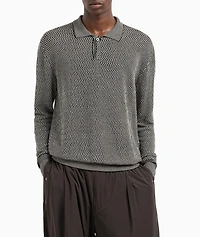 Chevron Motif Polo Sweater