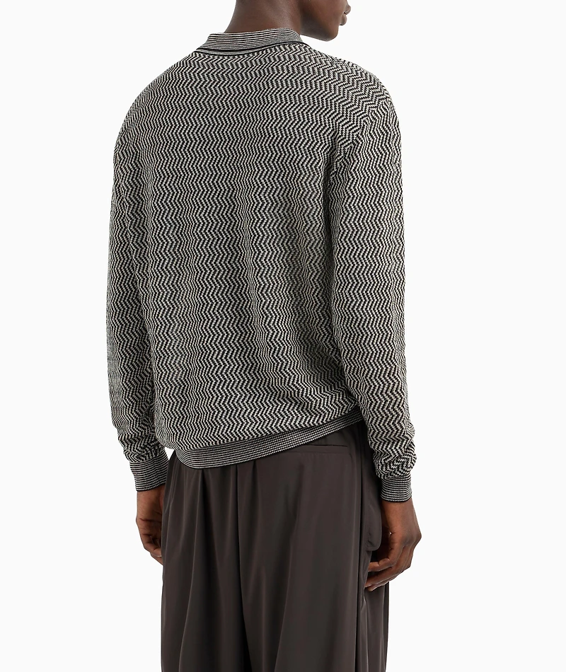Chevron Motif Polo Sweater
