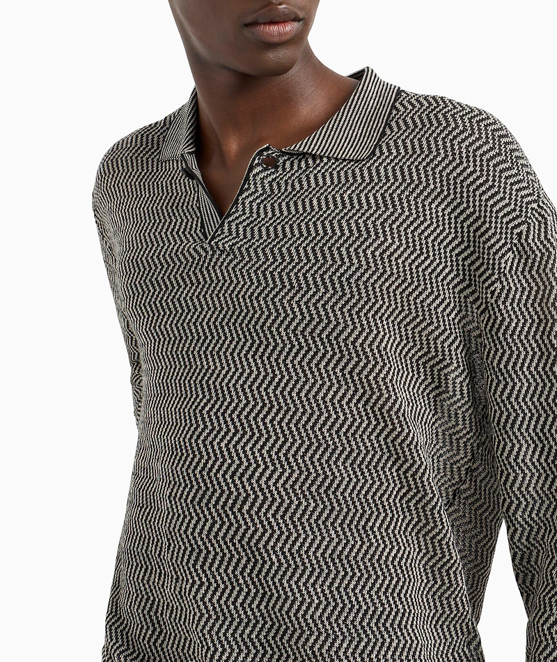 Chevron Motif Polo Sweater