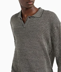 Chevron Motif Polo Sweater