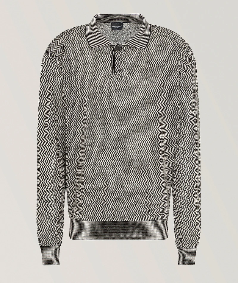 Chevron Motif Polo Sweater