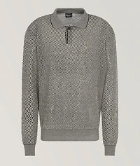Chevron Motif Polo Sweater