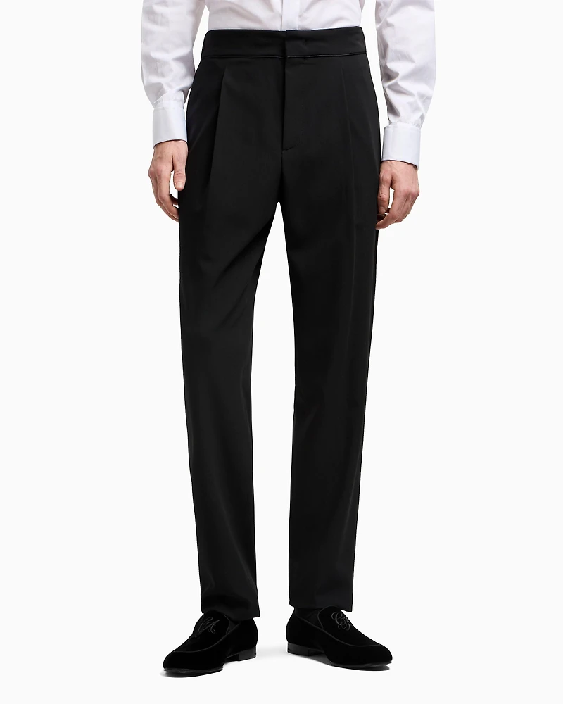 Technical Waffle Flat-Front Dress Pants