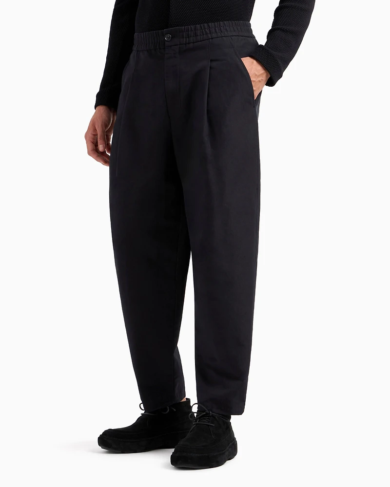 Single-Pleat Cotton-Linen Dress Pants