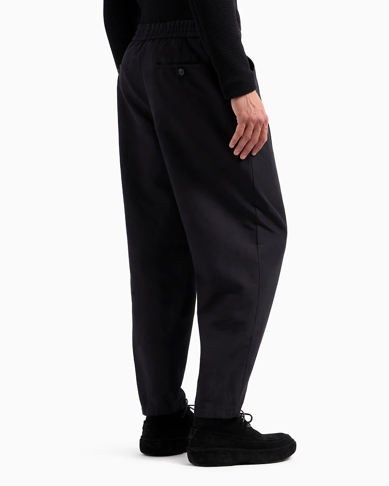 Single-Pleat Cotton-Linen Dress Pants