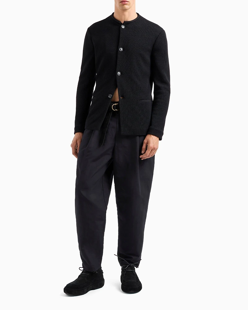 Single-Pleat Cotton-Linen Dress Pants