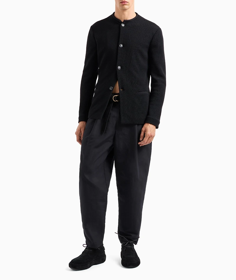 Single-Pleat Cotton-Linen Dress Pants