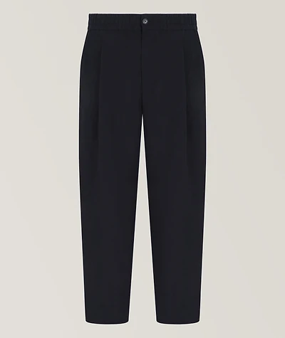 Single-Pleat Cotton-Linen Dress Pants