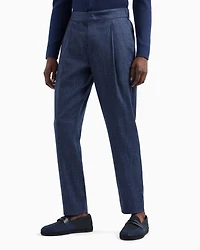 Wool-Silk Canvas Single-Pleat Pants