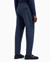 Wool-Silk Canvas Single-Pleat Pants