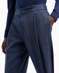 Wool-Silk Canvas Single-Pleat Pants