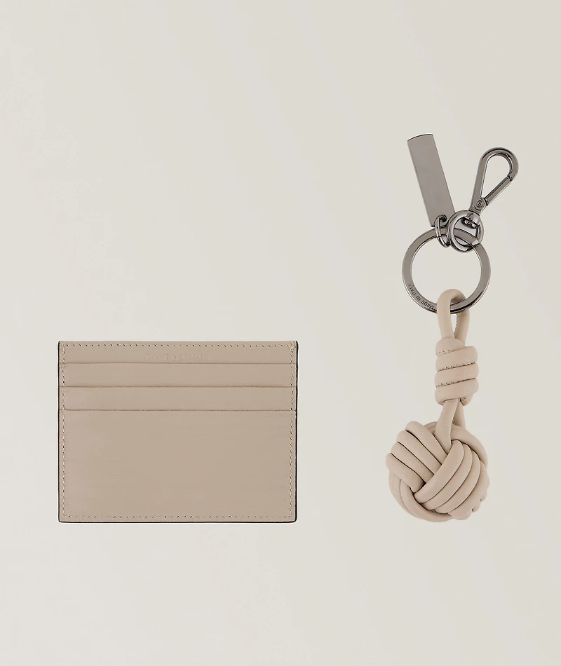 Two-Piece Leather Cardholder & Keyring Set