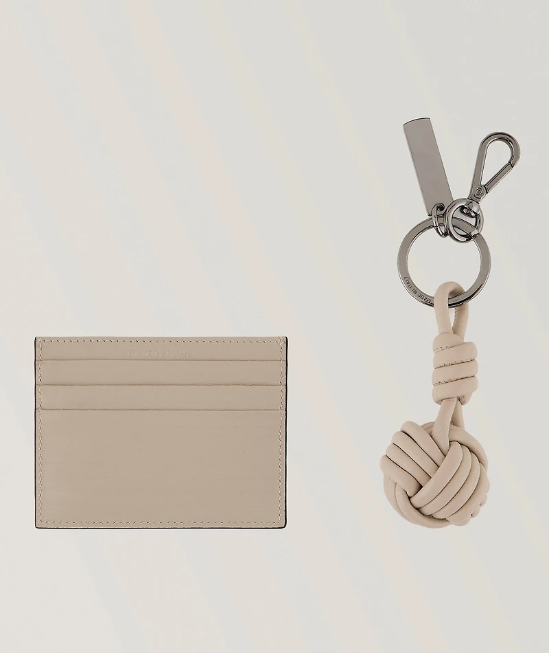 Two-Piece Leather Cardholder & Keyring Set
