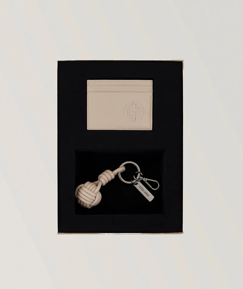 Two-Piece Leather Cardholder & Keyring Set