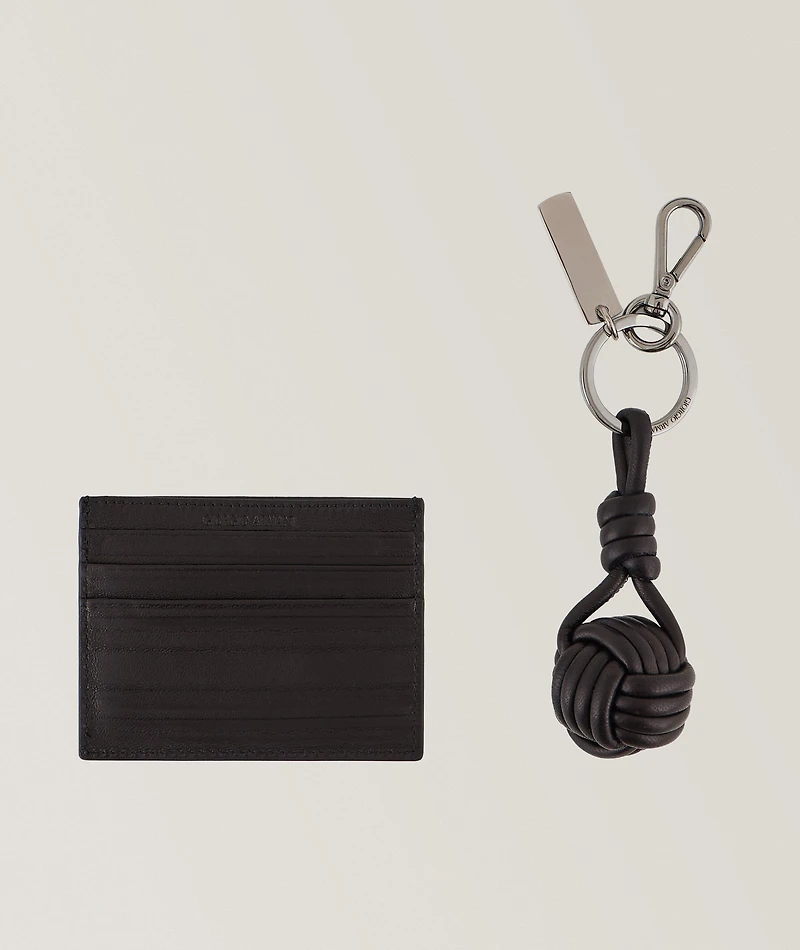 Two-Piece Nappa Leather Cardholder & Keyring Set