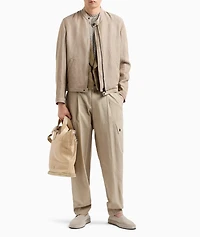 Iridescent Linen-Blend Blouson Jacket