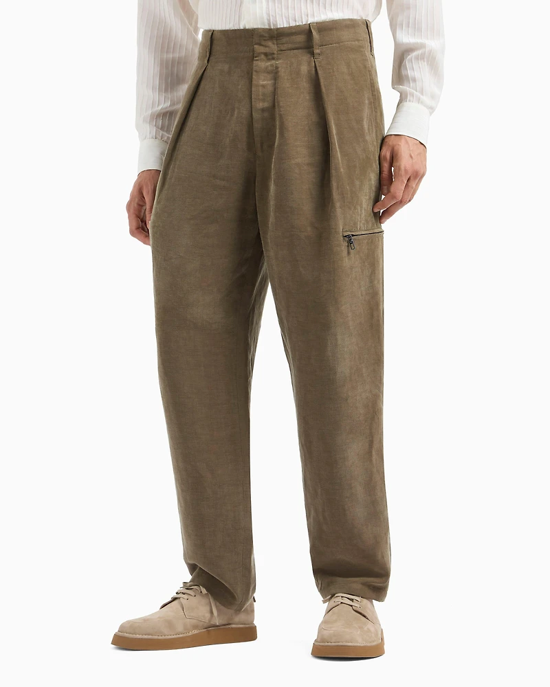 Single-Pleat Wide Leg Trousers