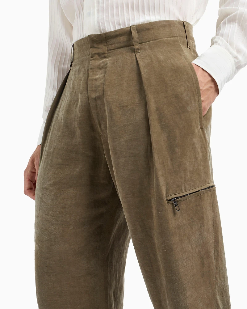 Single-Pleat Wide Leg Trousers