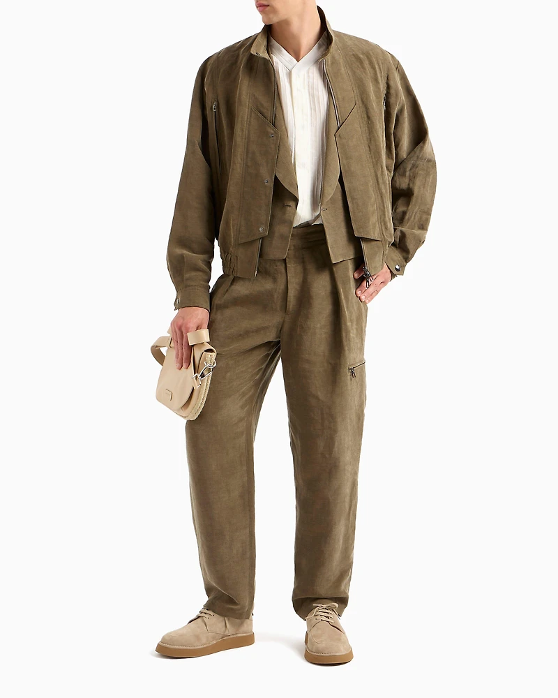 Single-Pleat Wide Leg Trousers