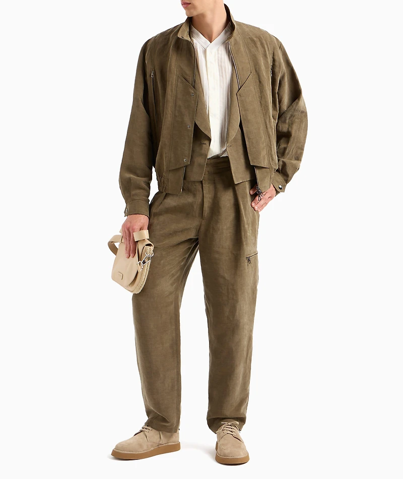Single-Pleat Wide Leg Trousers
