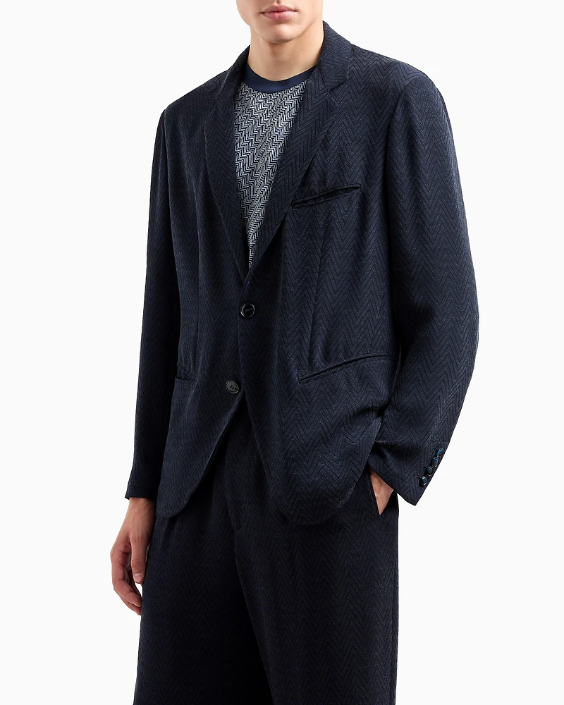 Single-Breasted Chevron Sport Jacket