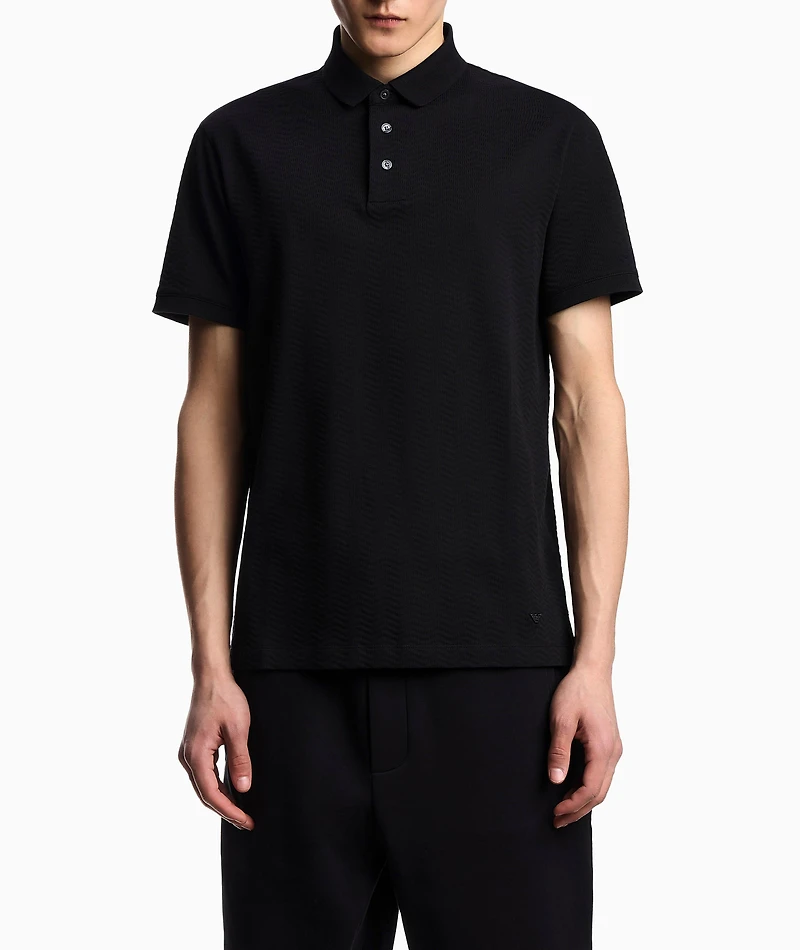 Textured Jacquard Cotton Jersey Polo