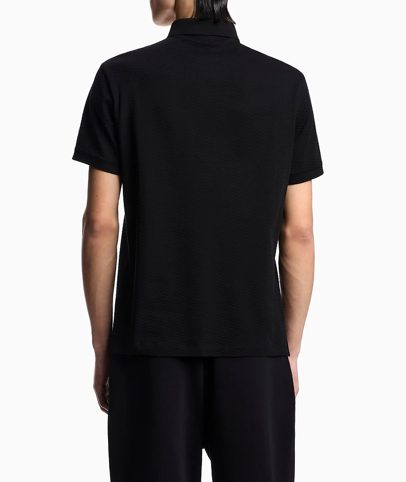 Textured Jacquard Cotton Jersey Polo