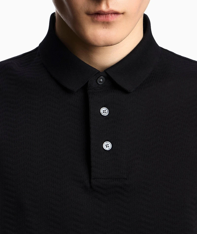 Textured Jacquard Cotton Jersey Polo
