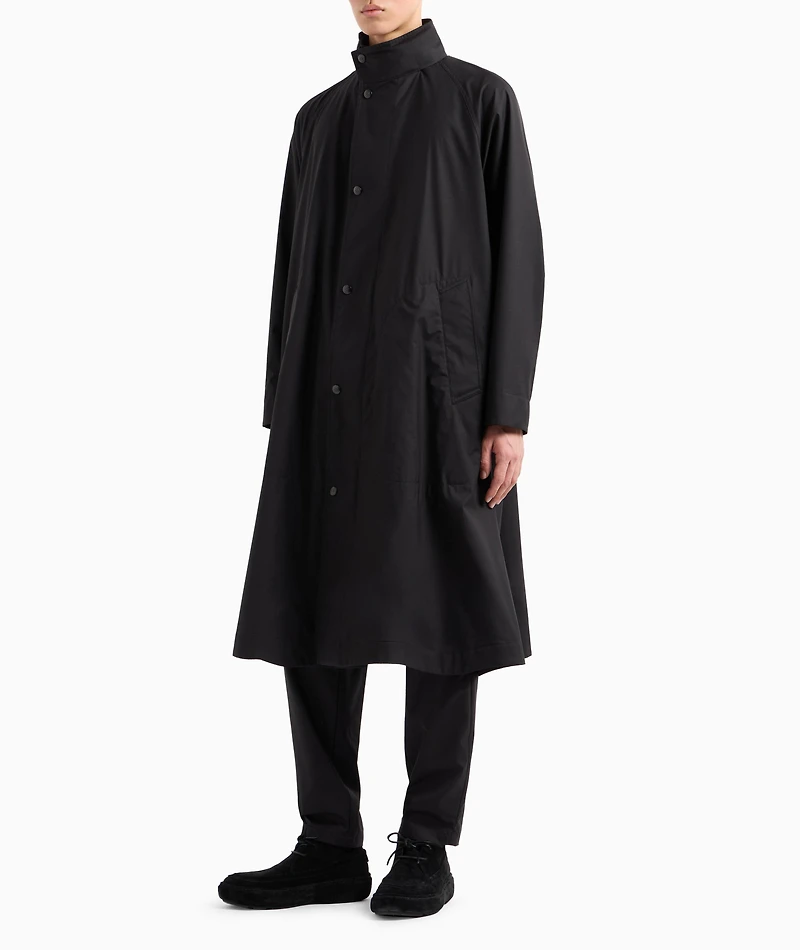 Wool-Silk Technical Canvas Trench Coat