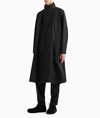 Wool-Silk Technical Canvas Trench Coat