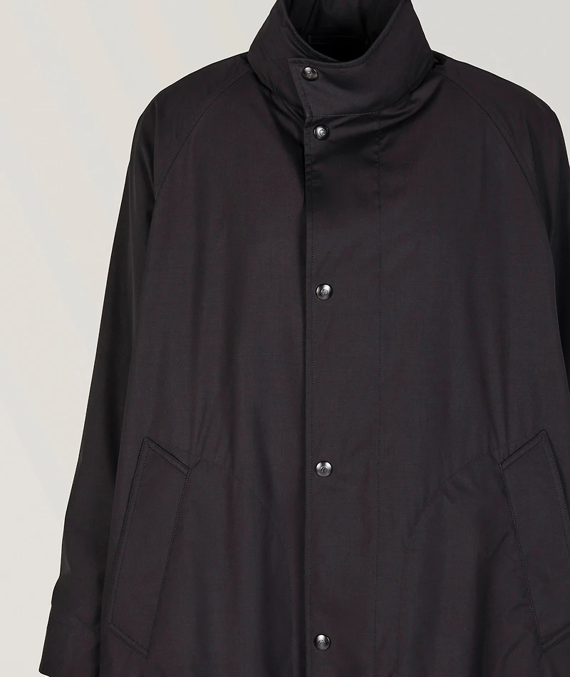 Wool-Silk Technical Canvas Trench Coat